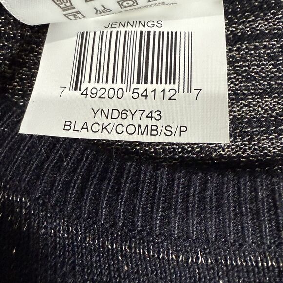 BCBGMaxAzria Jennings Sweater Knit Dress Medium L/S  Black/Metallic Thread - Picture 5 of 7